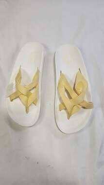 Island Slipper Yellow Fabric Crossover Webbing Strap Slides